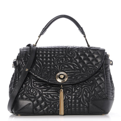 Versace Barocco Quilted Nappa Altea Vanitas Satchel Black 1 of 7