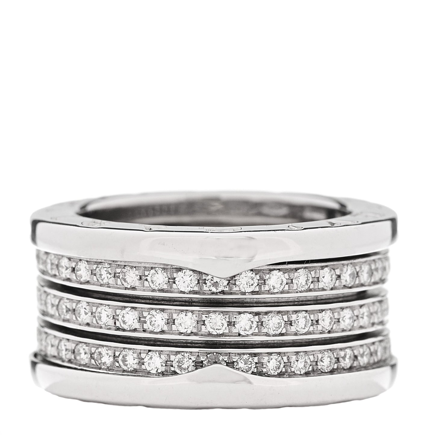 18K White Gold Diamond B.Zero1 Four-Band Full Pave Ring 53 6.25