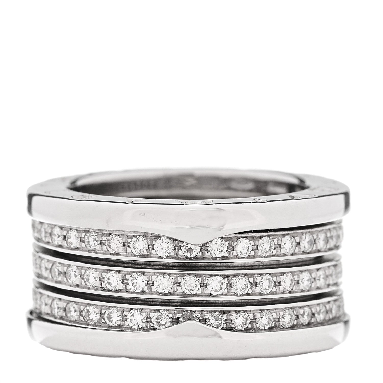 Bulgari 18K White Gold Diamond B.Zero1 Four-Band Full Pave Ring 53 6.25 1 of 4