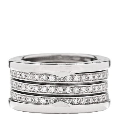 Bulgari 18K White Gold Diamond B.Zero1 Four-Band Full Pave Ring 53 6.25 1 of 4