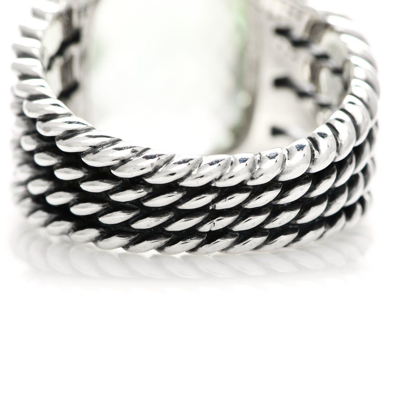 Sterling Silver Diamond Prasiolite 16mm Wheaton Ring 52 6