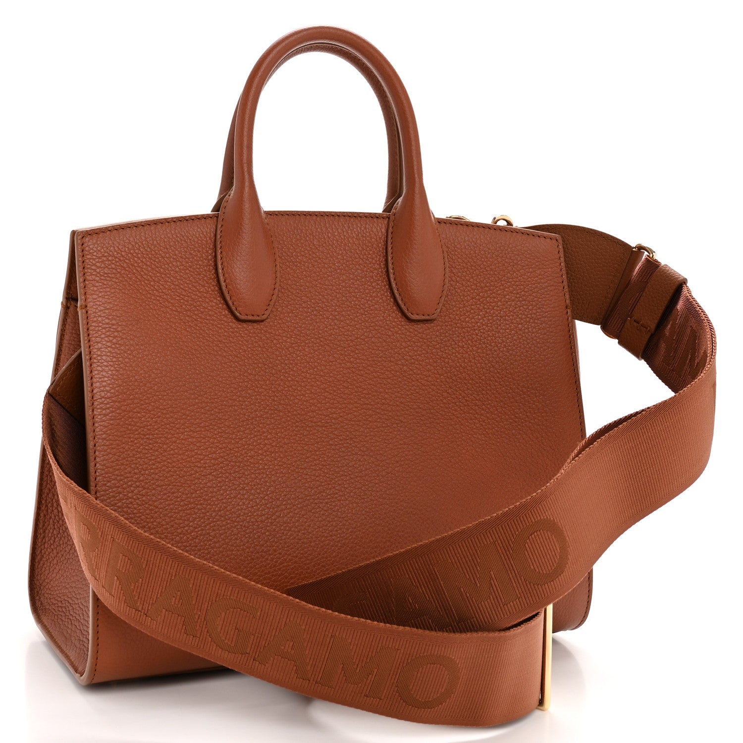 Salvatore Ferragamo Calfskin Medium Studio Soft Bag Cognac 1794343