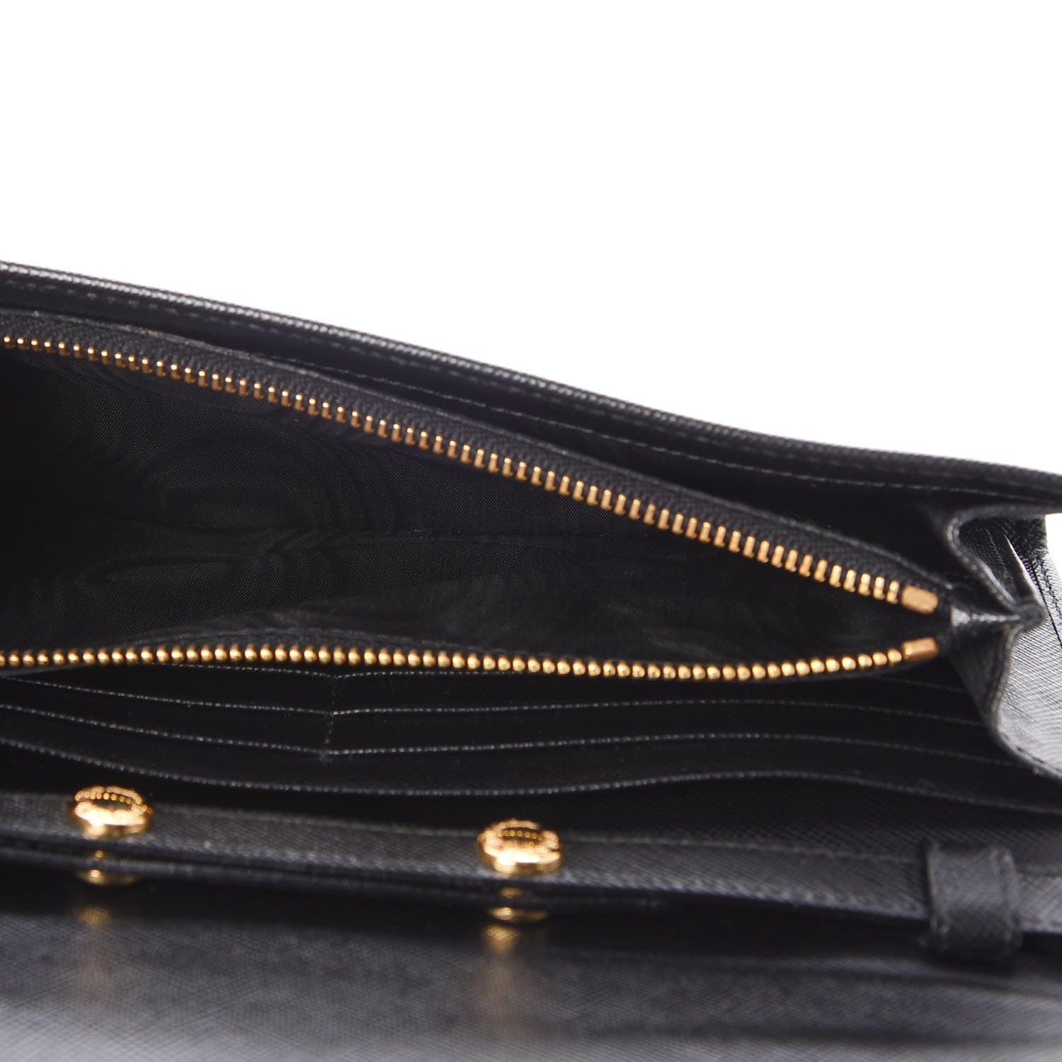 Prada Saffiano Metal Oro Chain Wallet Nero Black 10 of 10