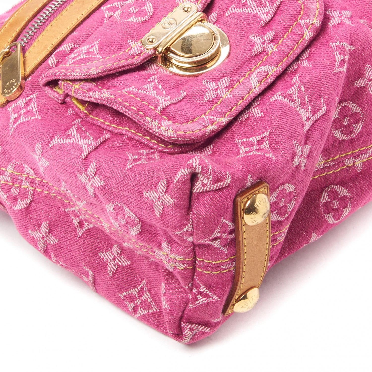 Louis Vuitton Monogram Denim Baggy PM Long Strap Fuchsia 5 of 7