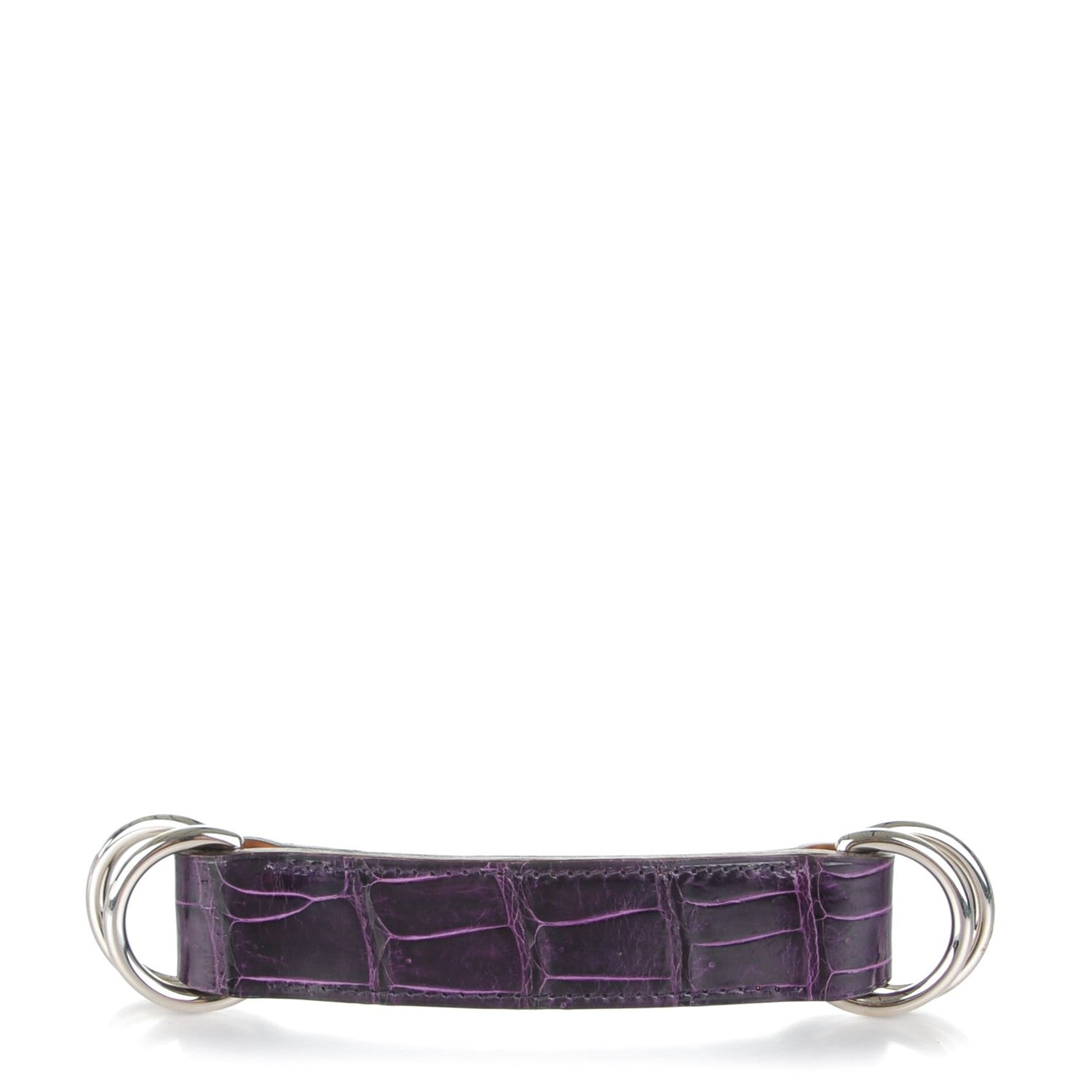 Hermes Shiny Porosus Crocodile Romance Scarf Ring Amethyst 1 of 9