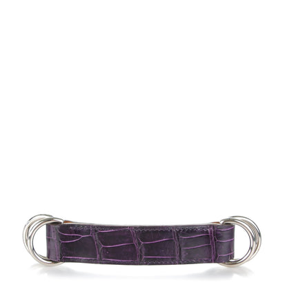Hermes Shiny Porosus Crocodile Romance Scarf Ring Amethyst 1 of 9