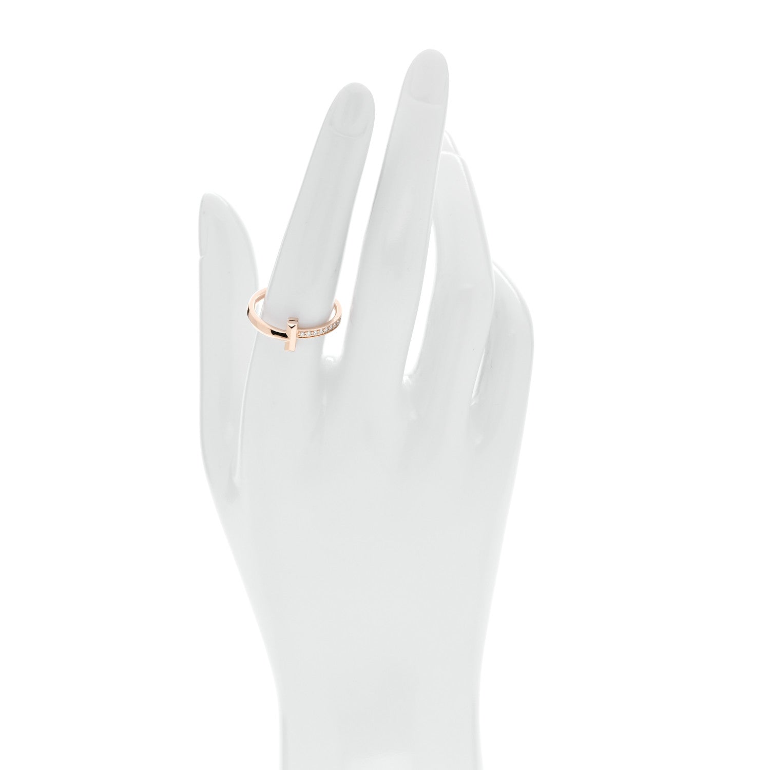 Tiffany 18K Rose Gold Diamond 2.5mm T T1 Ring 58 8.5 2 of 5