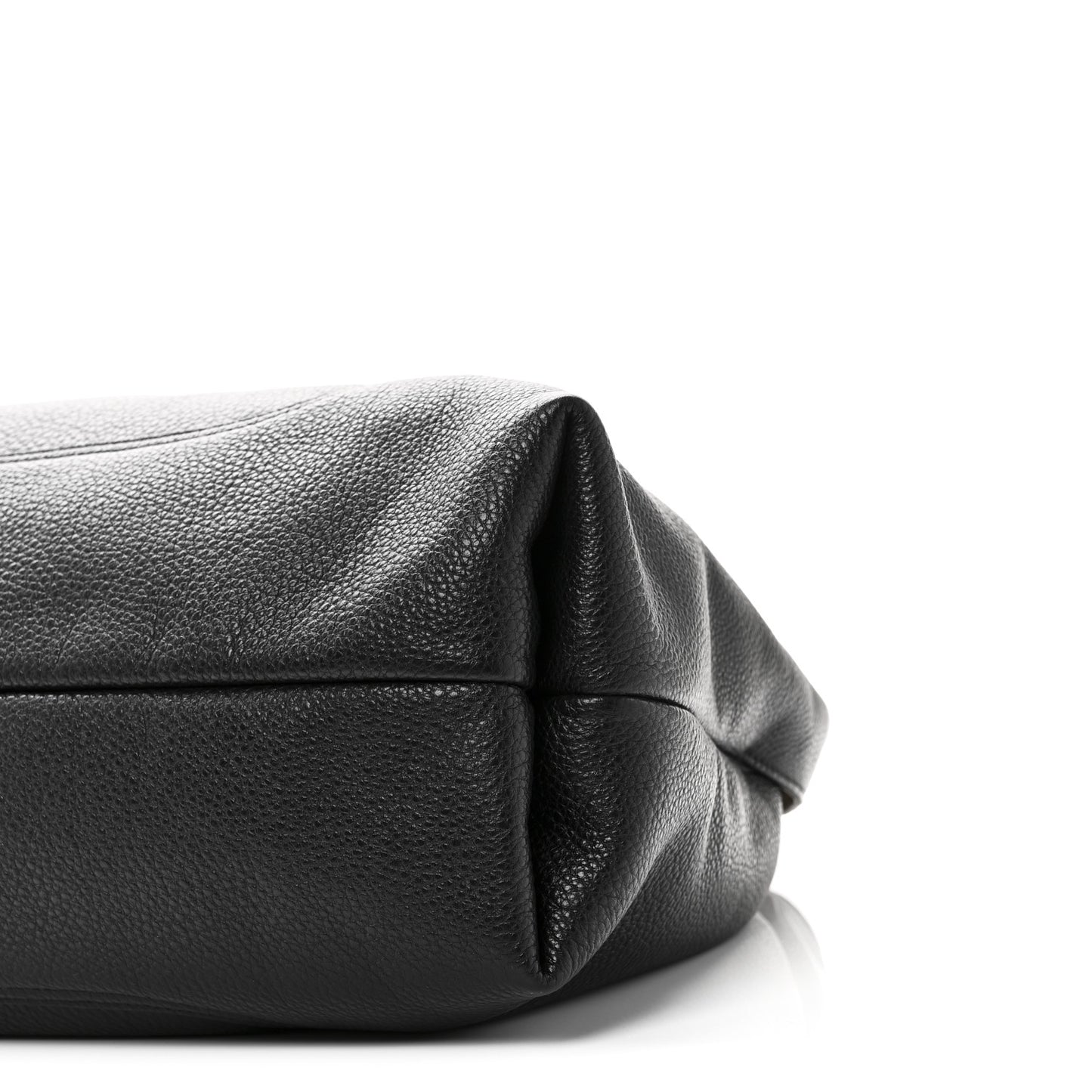 Grained Calfskin Softbit Maxi Shoulder Bag Black