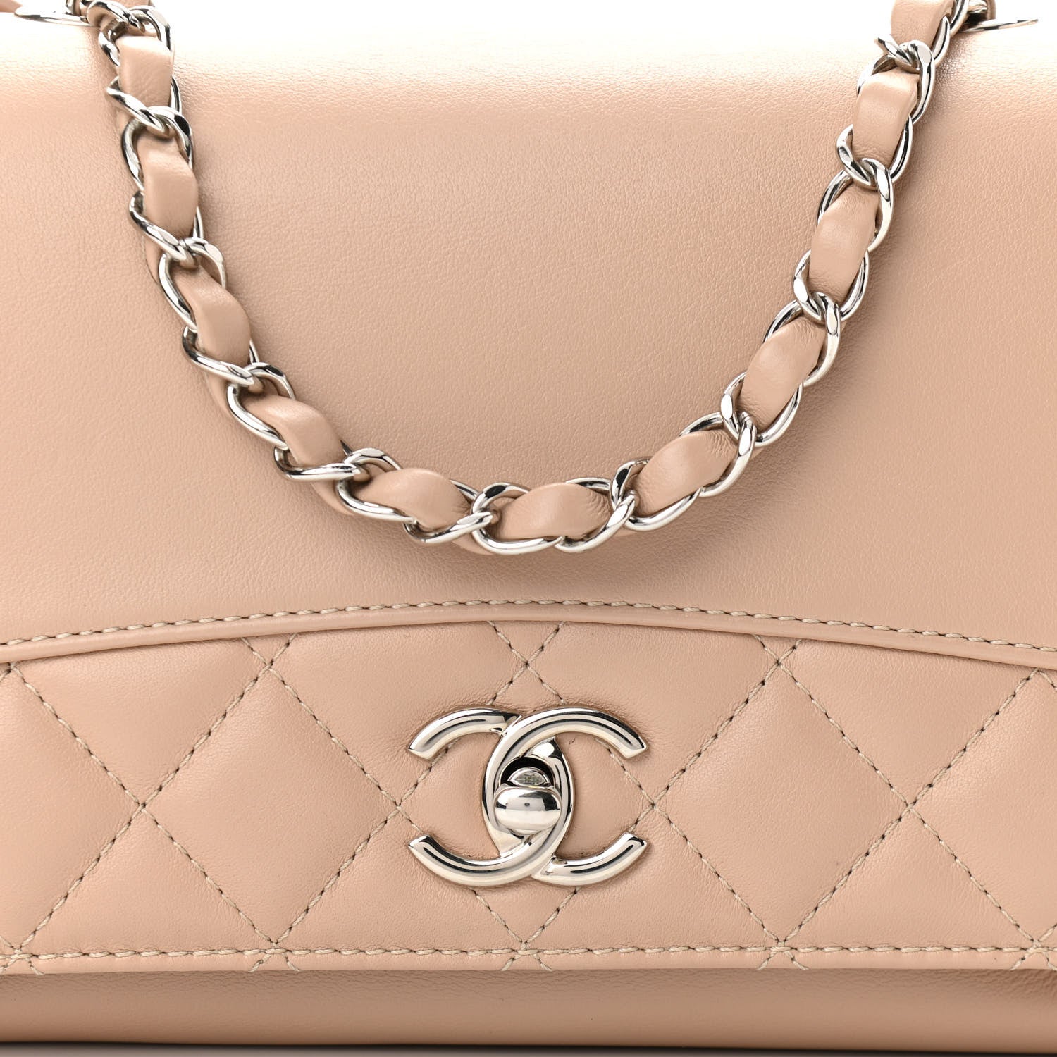 Chanel Calfskin Small Tramezzo Flap Beige 8 of 10
