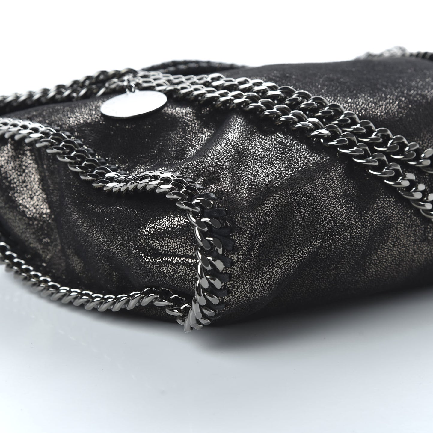 Chamois Shiny Dotted Small Falabella Tote Ruthenium