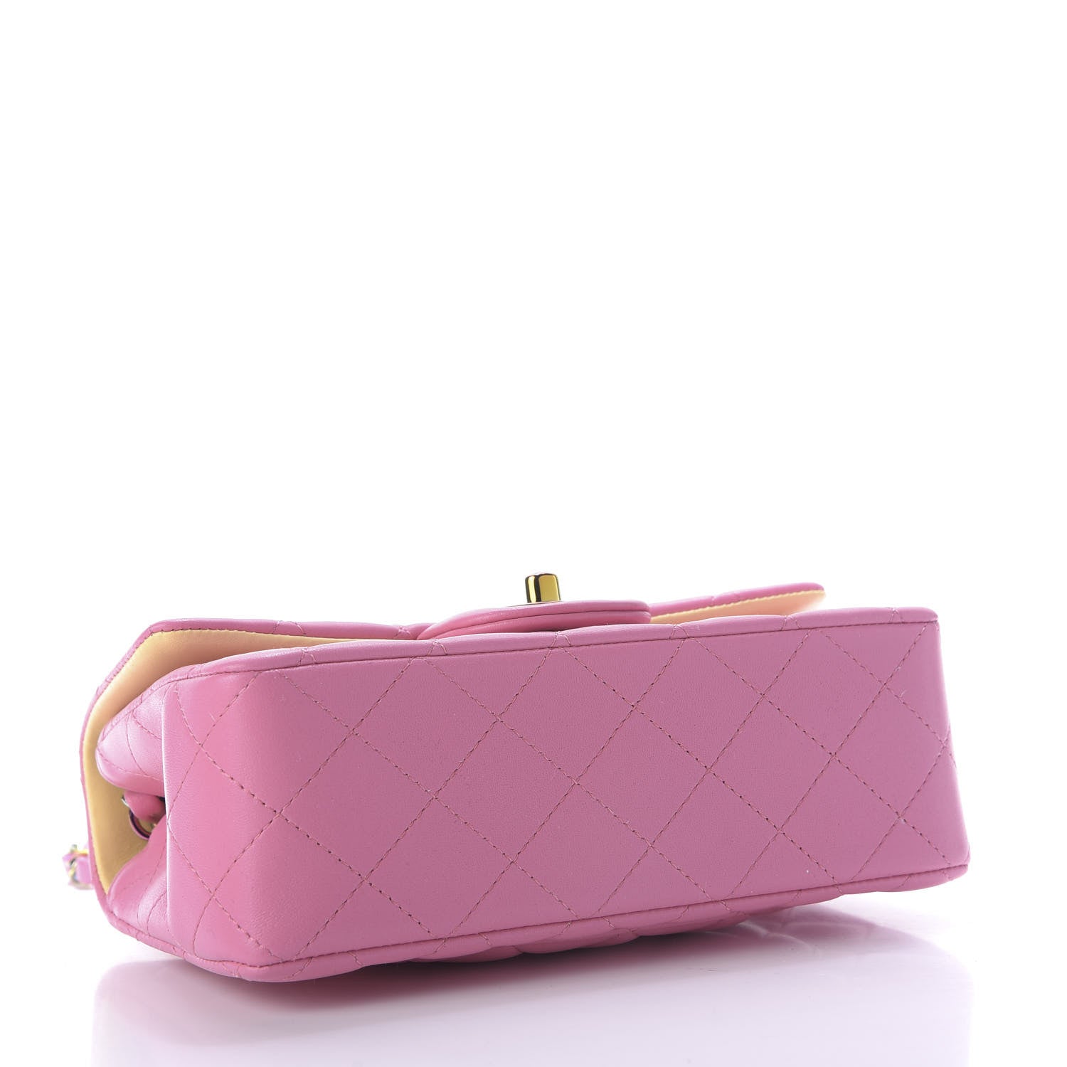 Chanel Lambskin Quilted Mini Rectangular Flap Pink Yellow 4 of 9