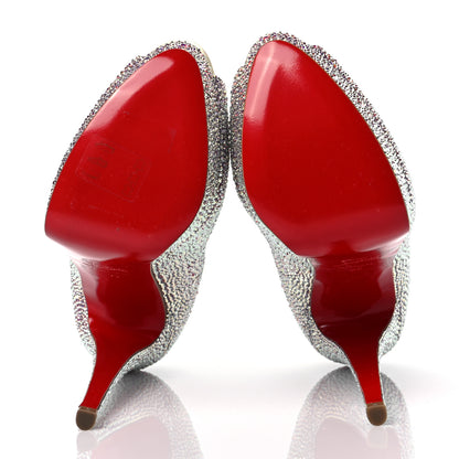 Christian Louboutin Suede Metallic Strass Lady Peep 150 Pumps 39 Aurora Borea 5 of 7