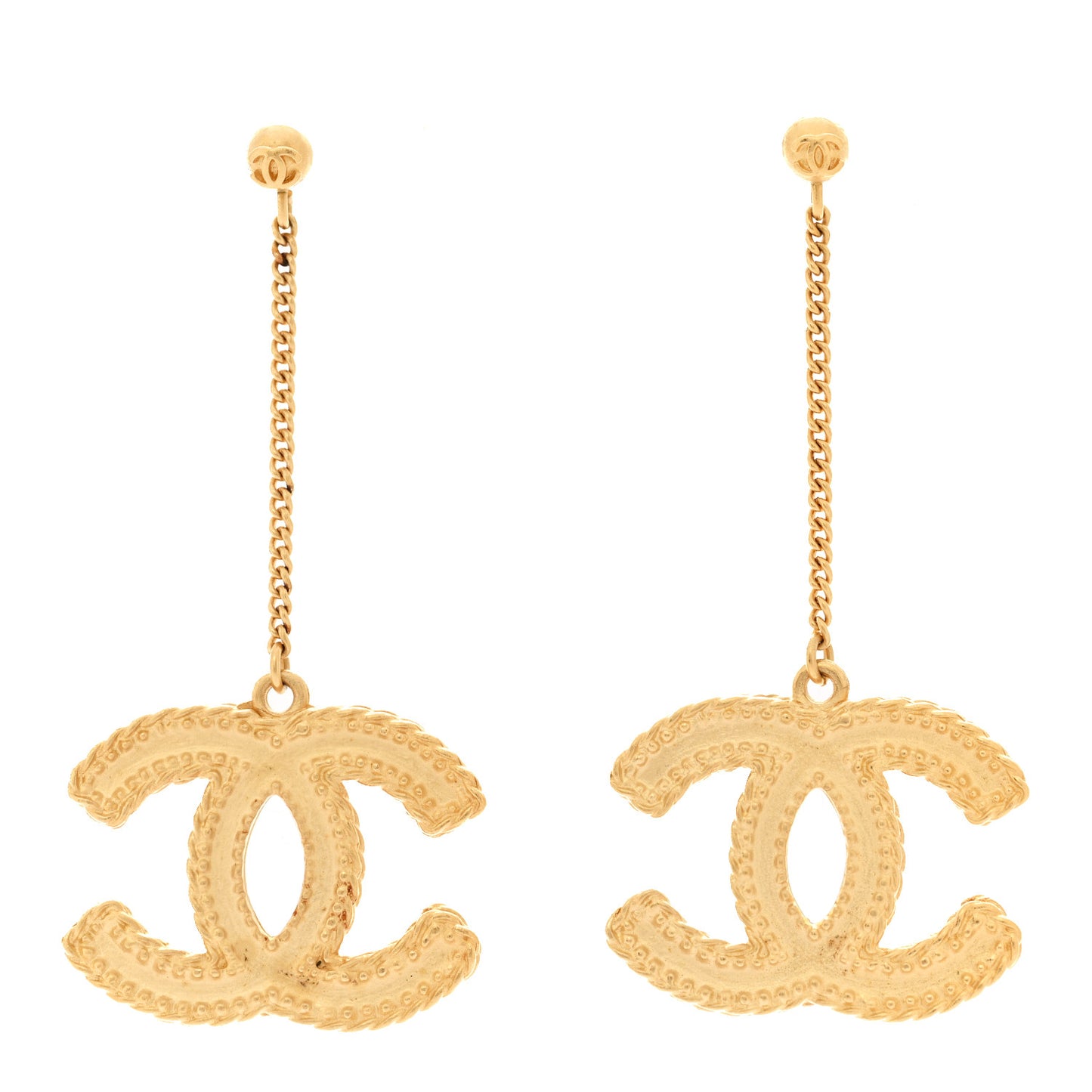 CC Drop Earrings Matte Gold