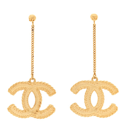 Chanel CC Drop Earrings Matte Gold 1 of 5
