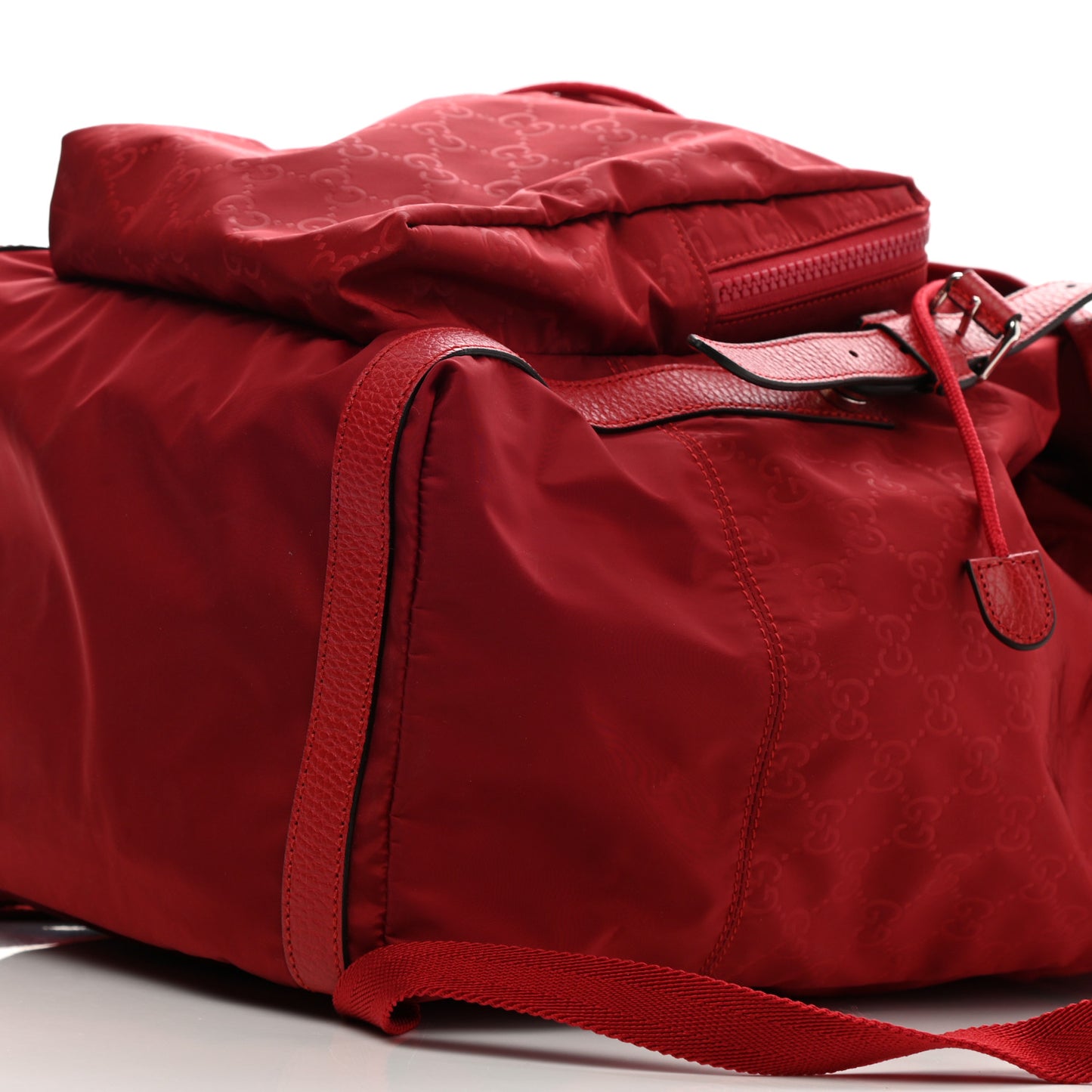 Nylon Monogram Dollar Calfskin Medium Light Double Buckle Backpack Vibrant Red