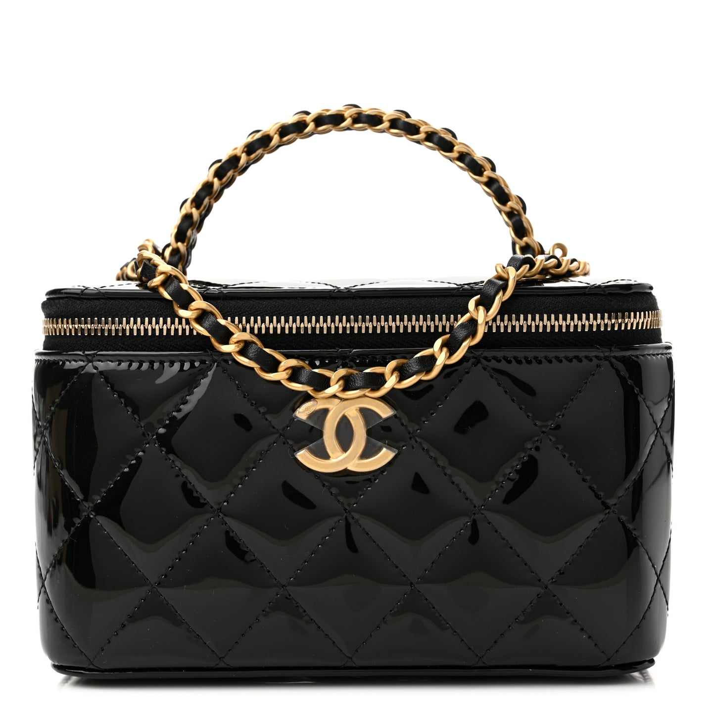 Patent Quilted Pick Me Up Vanity Case Black
