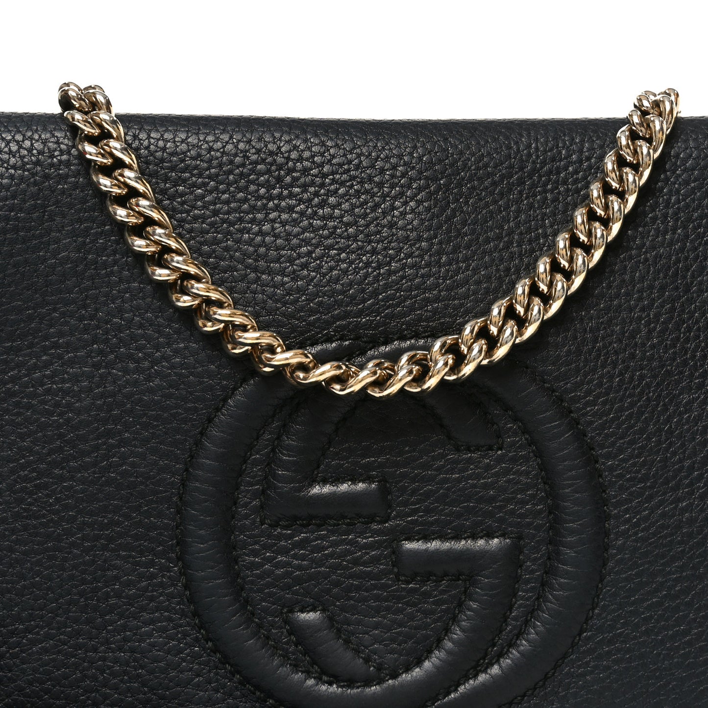 Pebbled Calfskin Medium Soho Flap Crossbody Black