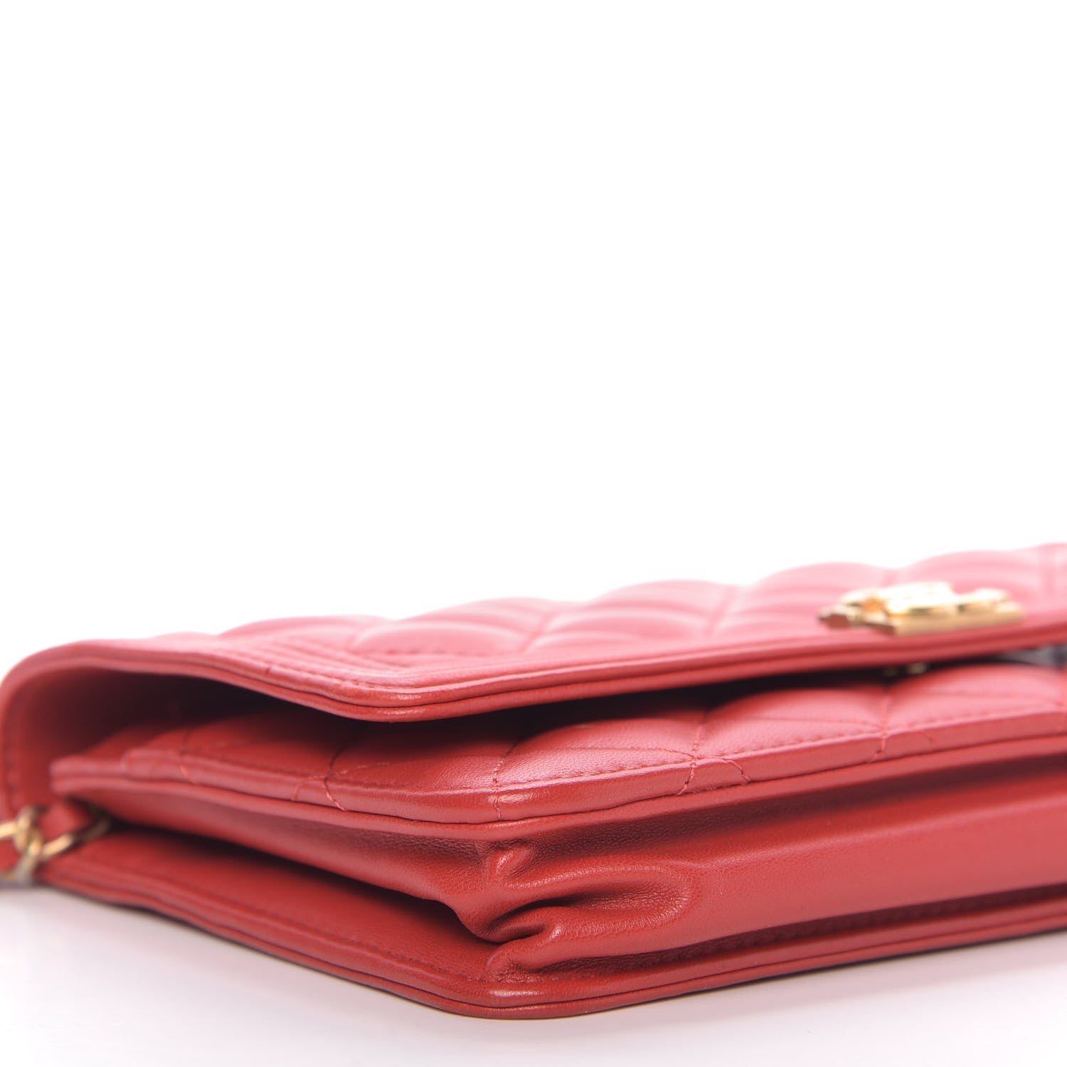 Chanel Lambskin Quilted Boy Wallet On Chain WOC Red 6 of 11