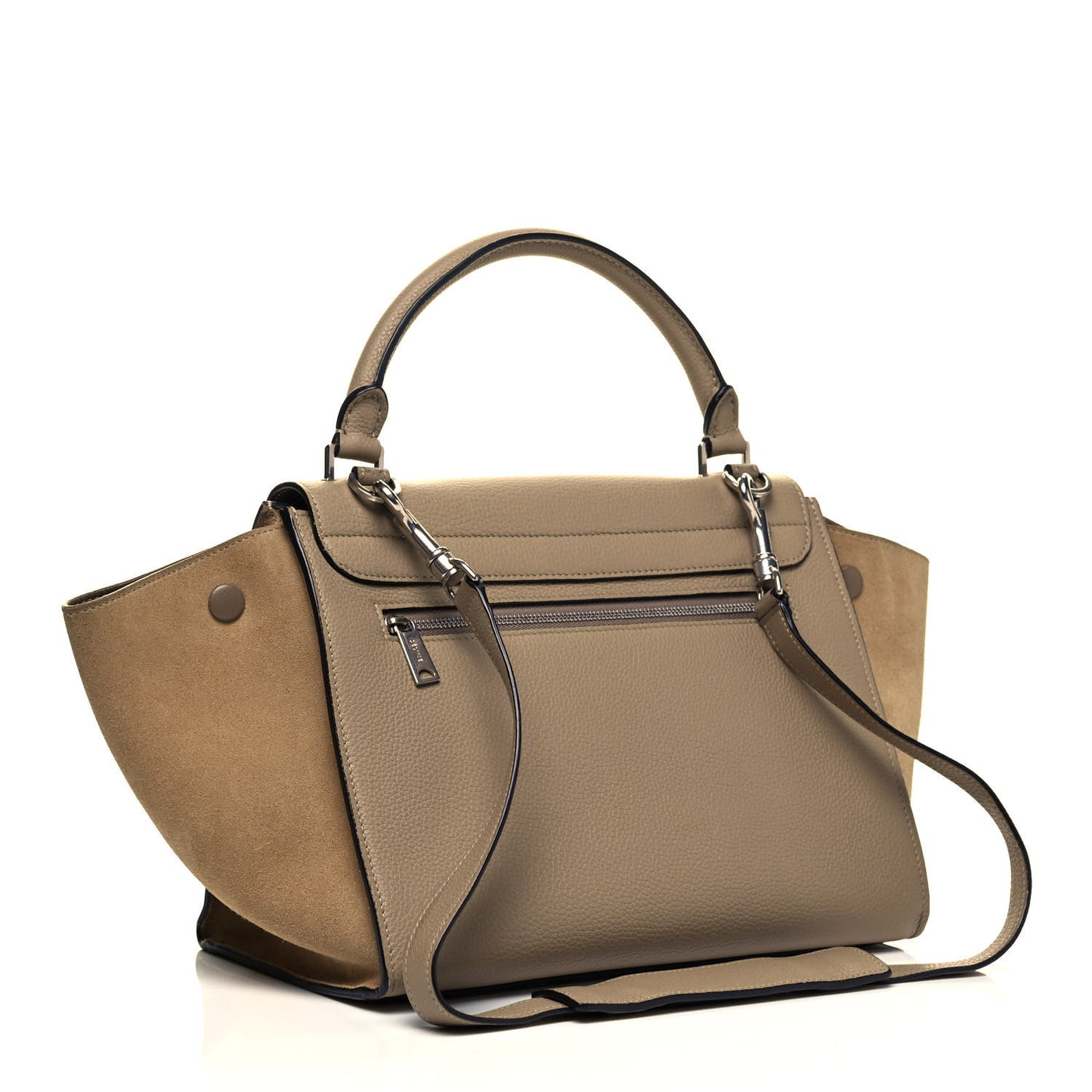 Drummed Calfskin Suede Small Trapeze Dune