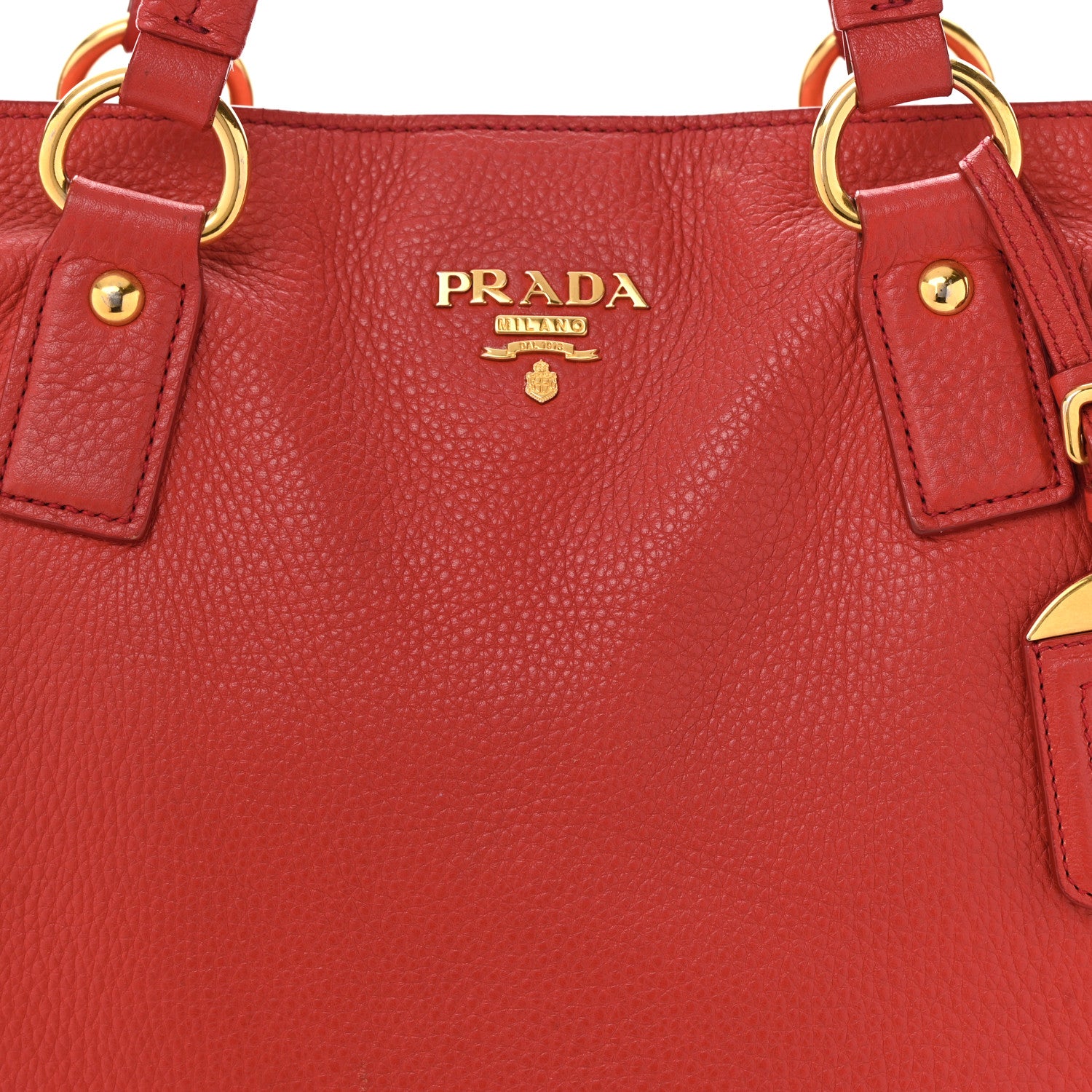 Prada Vitello Daino Side Zip Shopper Tote Rosso 8 of 18