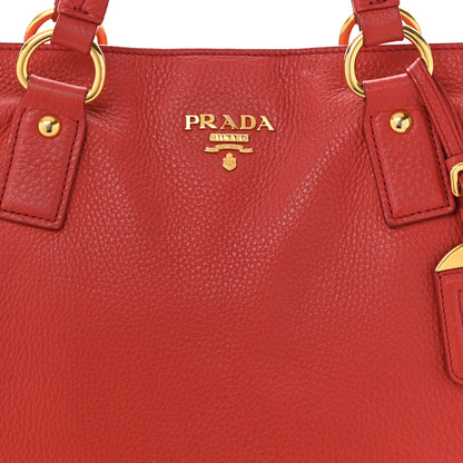 Prada Vitello Daino Side Zip Shopper Tote Rosso 8 of 18