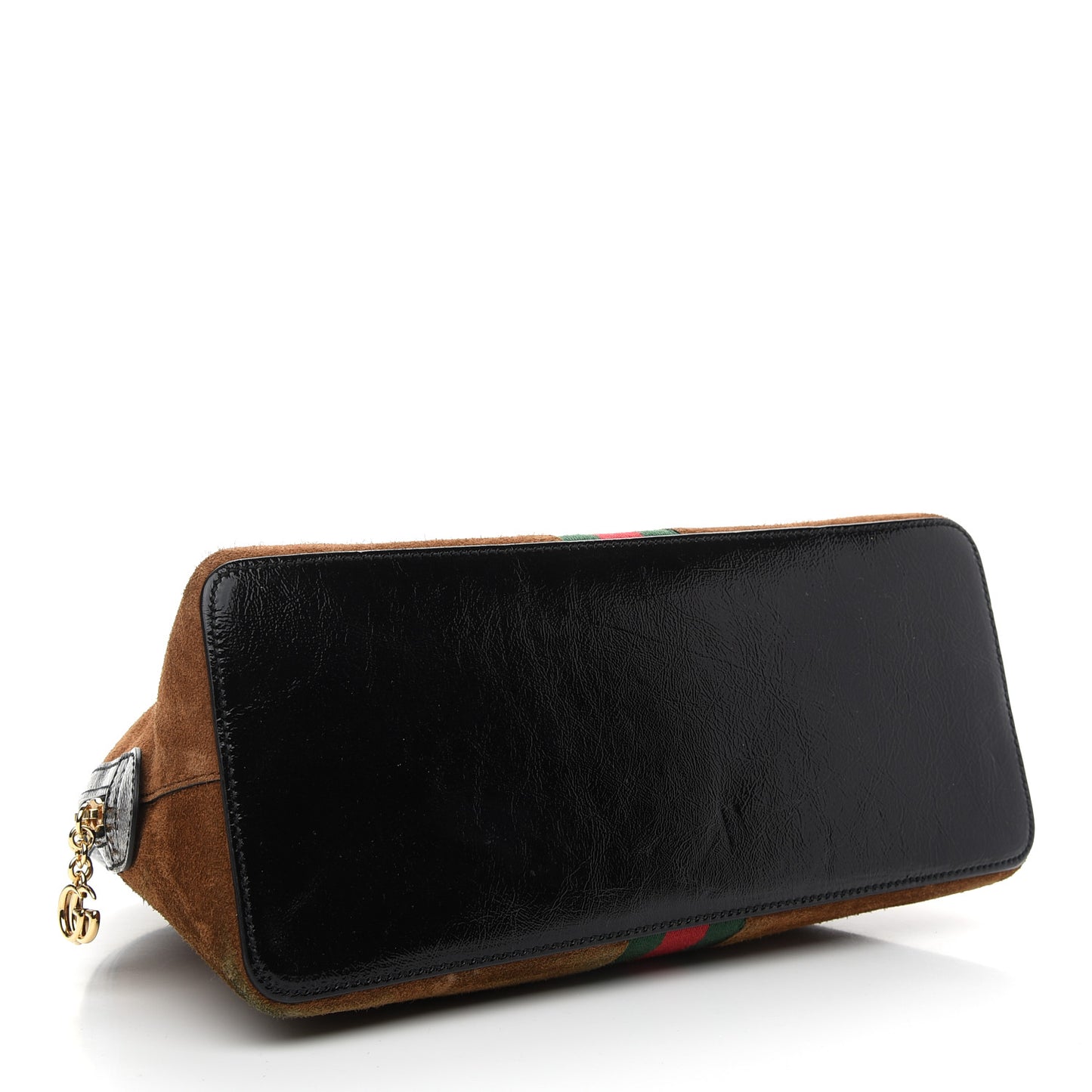 Suede Patent Web Medium Ophidia Top Handle Dome Bag Nocciola Black