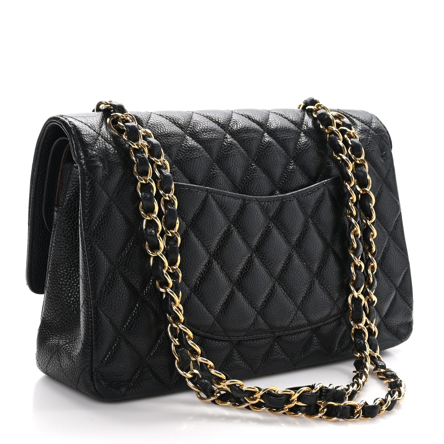 Caviar Quilted Medium Double Flap Black