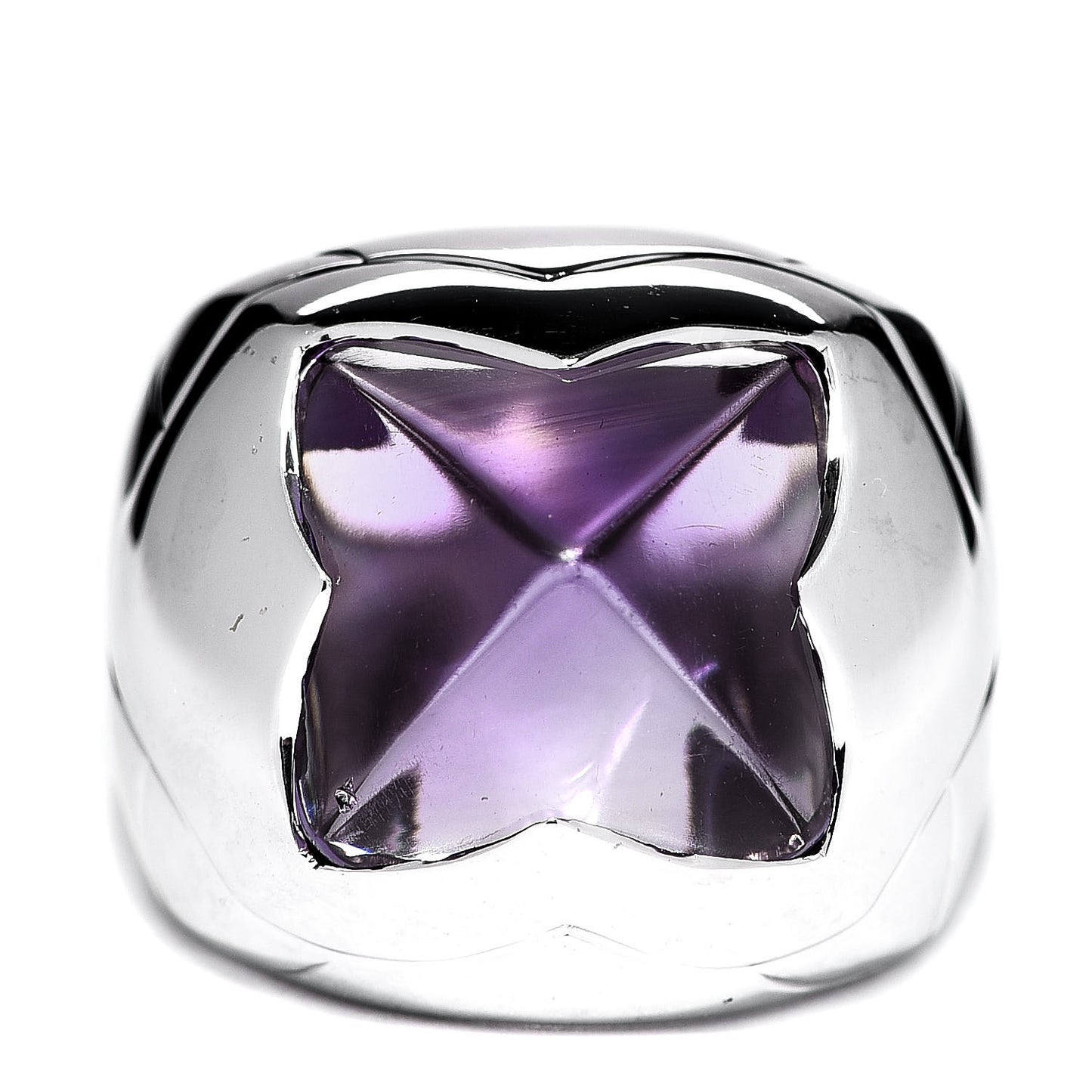 18K White Gold Amethyst Piramide Ring 49 4.75