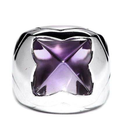 Bulgari 18K White Gold Amethyst Piramide Ring 49 4.75 1 of 6