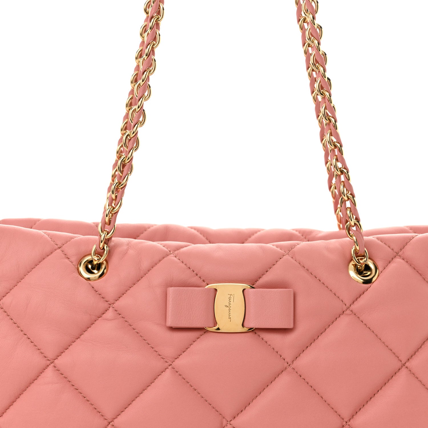 Salvatore Ferragamo Nappa Quilted Medium Ginette Shoulder Bag Pink 7 of 12