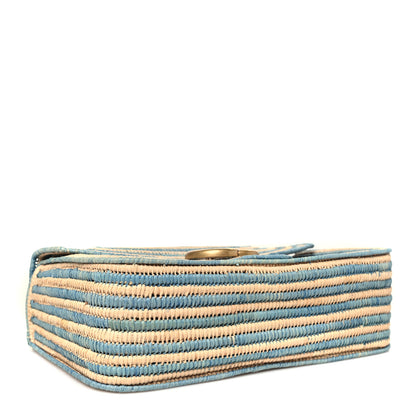 Gucci Raffia Woven Small GG Marmont Shoulder Bag Natural Light Blue 4 of 11