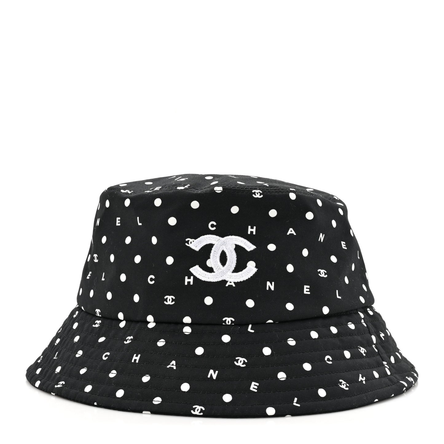 Cotton CC Polka Dot Bucket Hat L Black