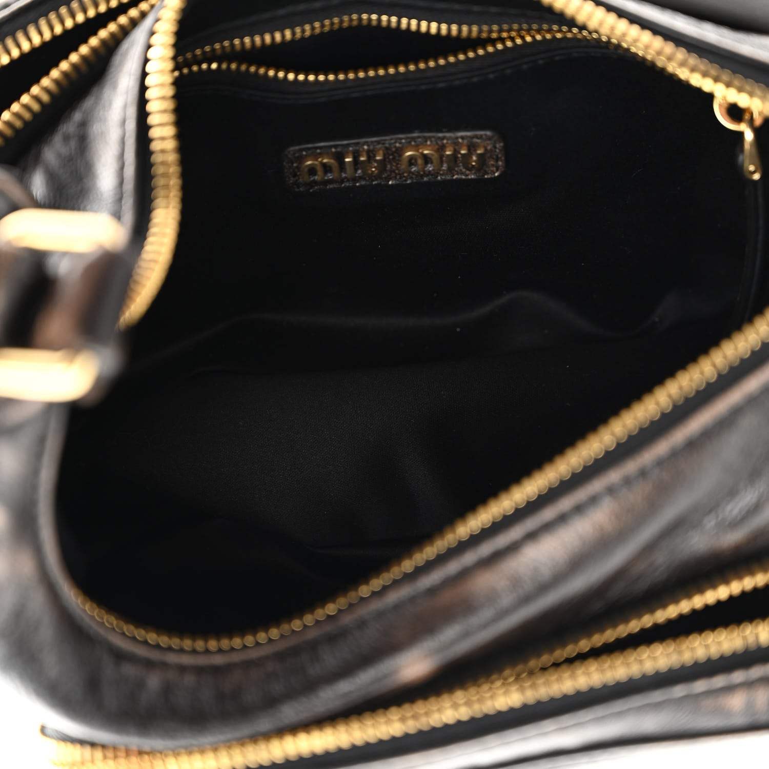 Miu Miu Distressed Nappa Pocket Bag Sand Coffee 5 of 9