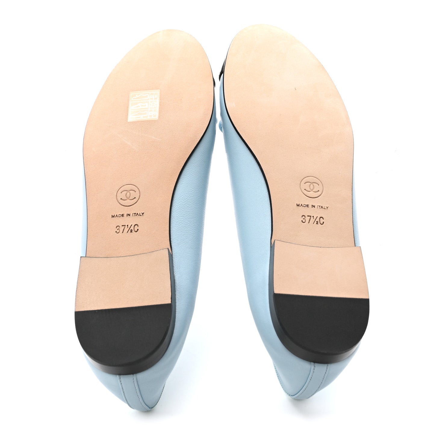 Lambskin Cap Toe CC Ballerina Flats 37.5 Light Blue Black