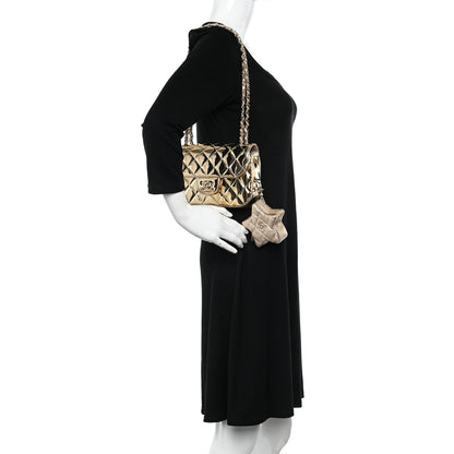 Chanel Mirror Calfskin Metallic Calfskin Quilted Hollywood Boulevard Mini Flap With Star Coin Purse Gold 2 of 12