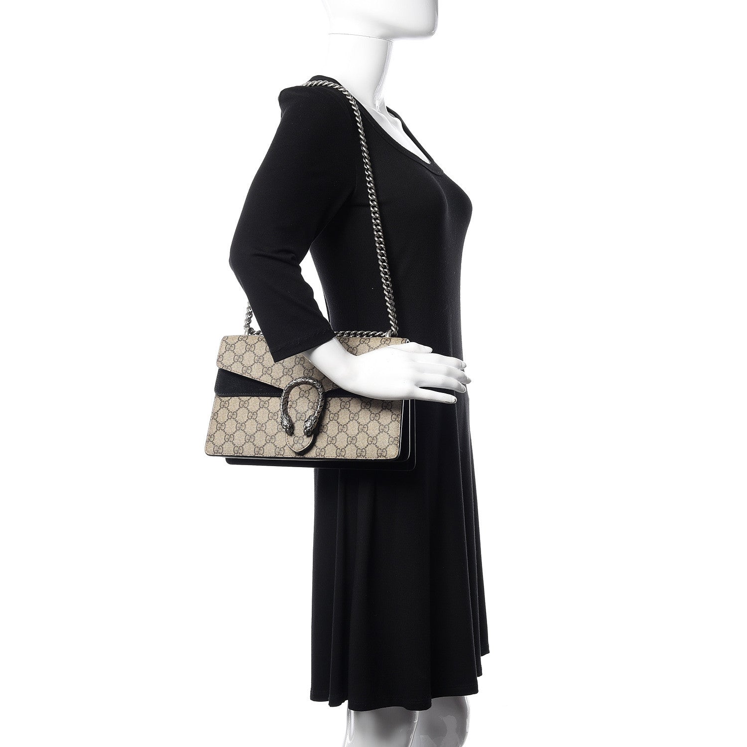 Gucci GG Supreme Monogram Small Dionysus Shoulder Bag Black 2 of 15