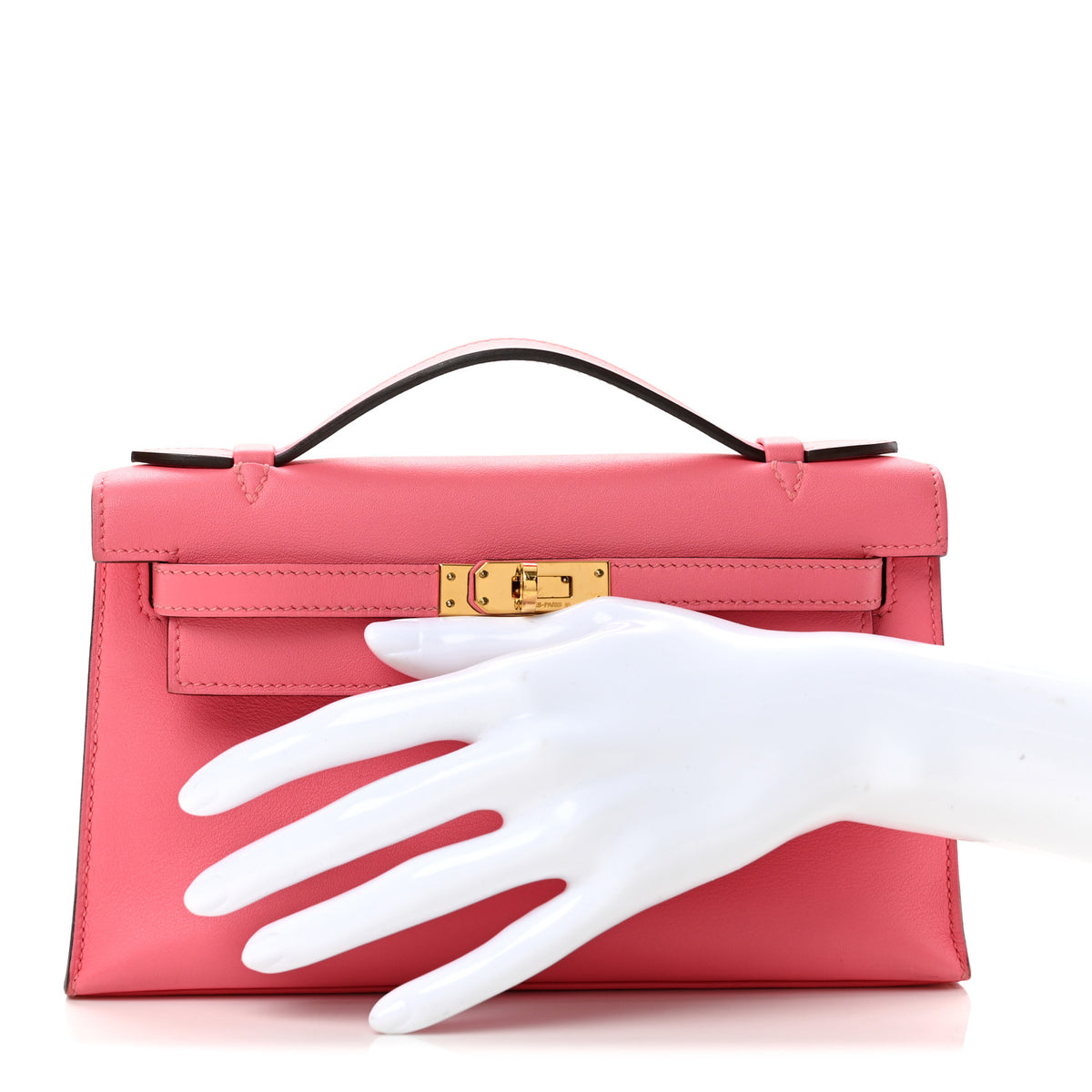 Hermes Swift Kelly Pochette Clutch Rose Azalee 2 of 14