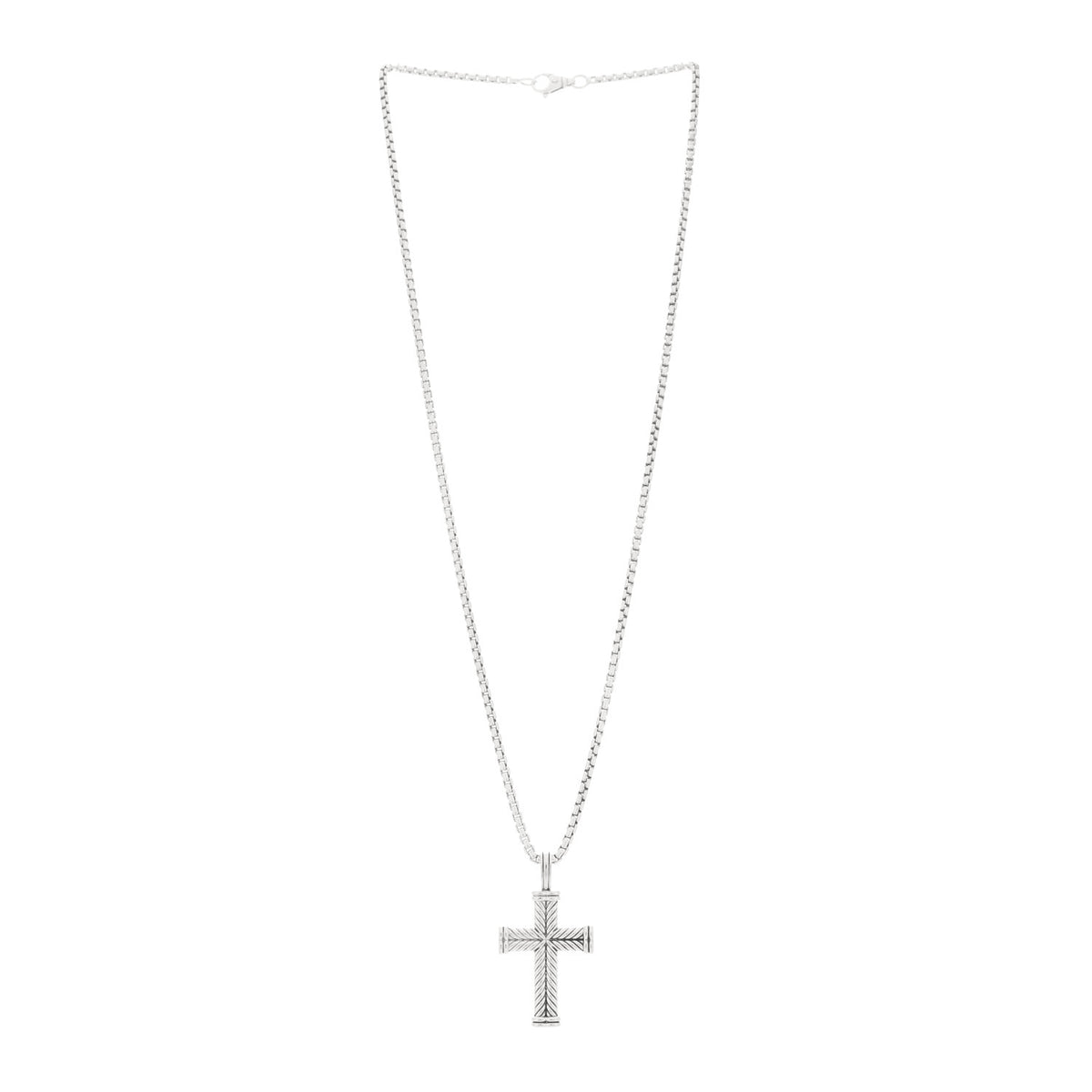 Sterling Silver Chevron Cross Pendant Necklace