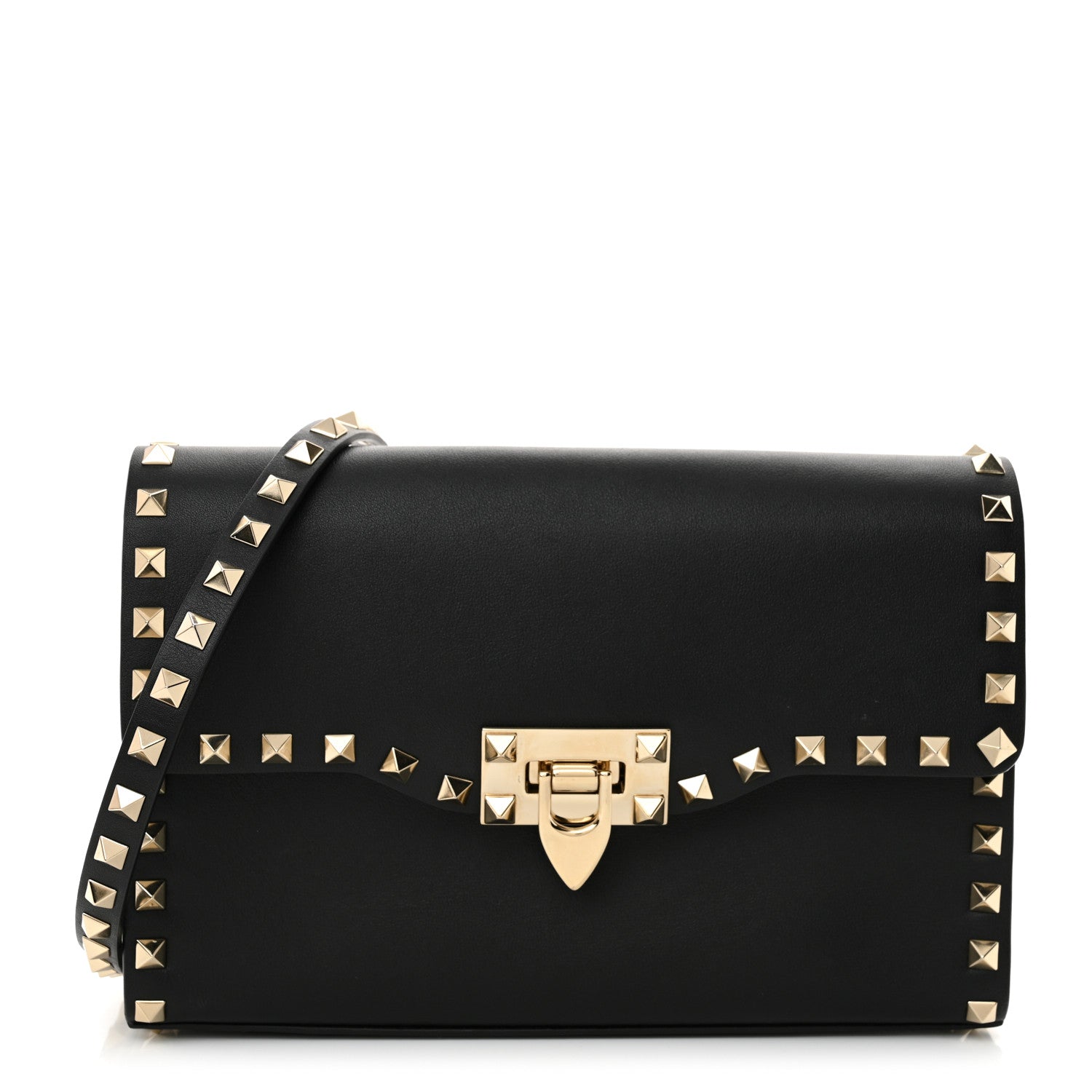 Valentino Garavani Vitello Medium Rockstud Flip Lock Crossbody Bag Black 1 of 9