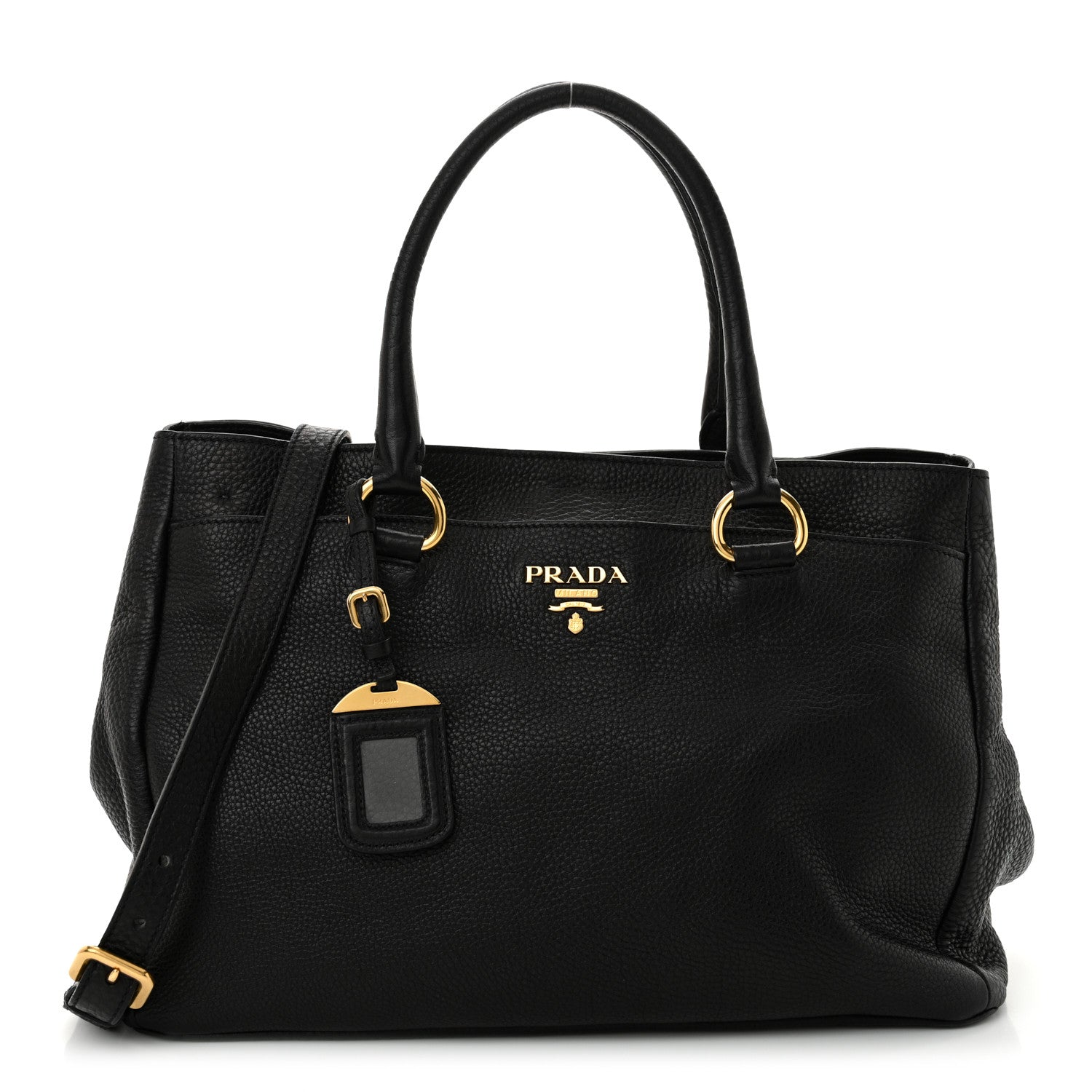 Prada Vitello Daino Tote Black 1 of 13