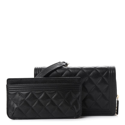 Chanel Caviar Quilted Boy Phone Holder Wallet On Chain Black 1 of 10