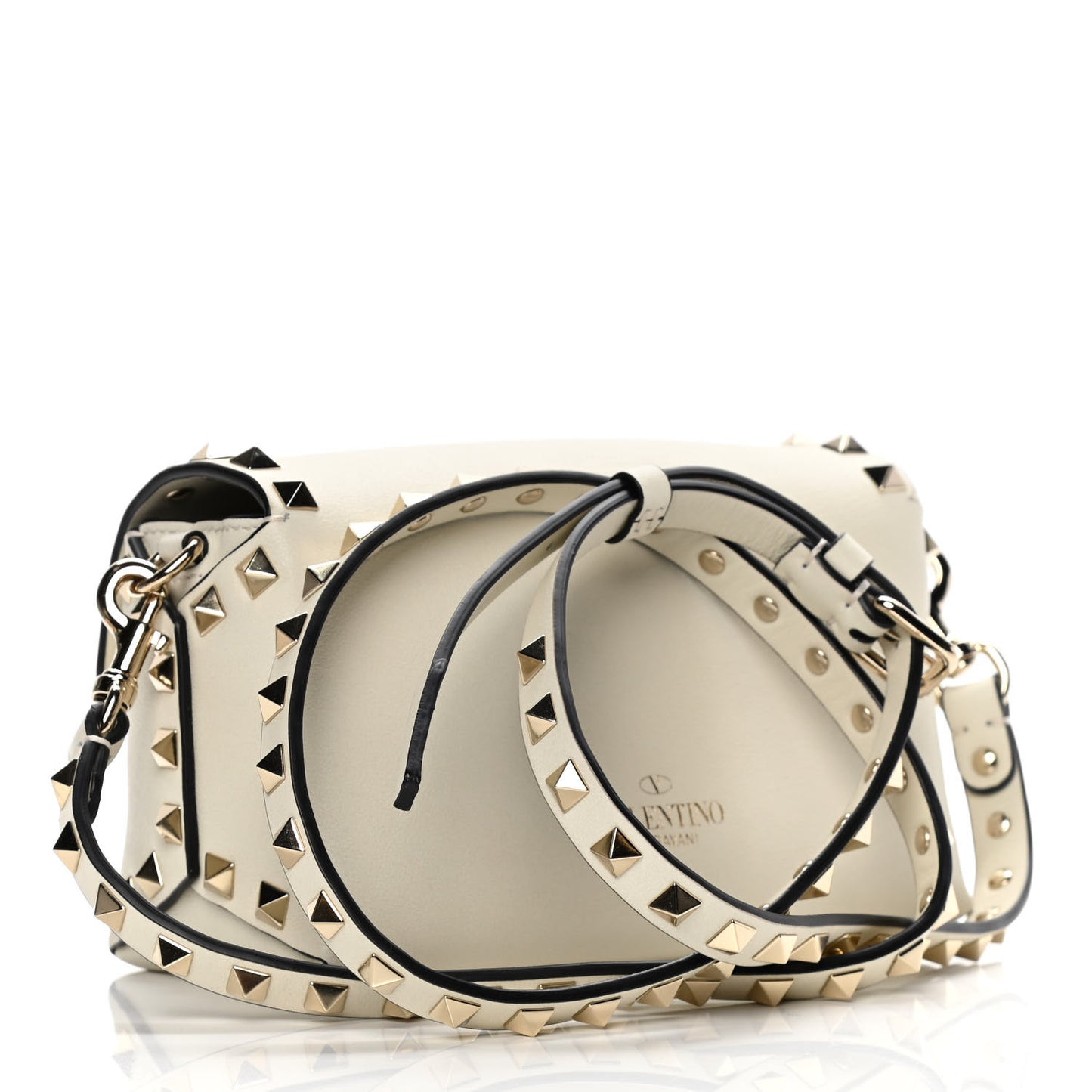 Calfskin Mini Rockstud Crossbody Bag Ivory