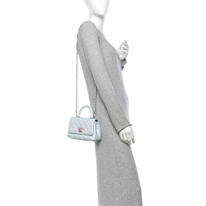 Chanel Iridescent Caviar Quilted Extra Mini Coco Handle Flap Light Blue 2 of 11