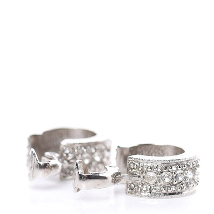 Chanel Crystal CC Hoop Clip On Earrings Silver 5 of 7