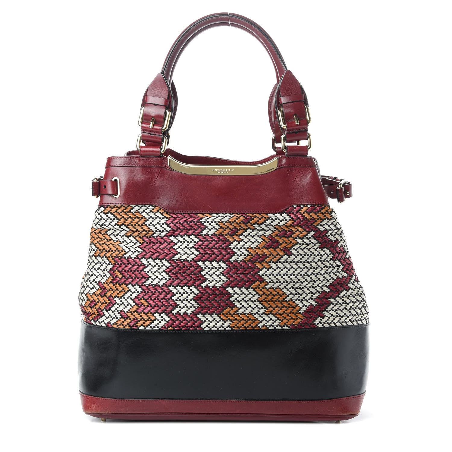 Burberry Prorsum Calfskin Raffia Check Tote 1 of 20