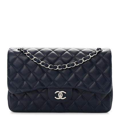 Chanel Caviar Quilted Jumbo Double Flap Navy Blue 1 of 10