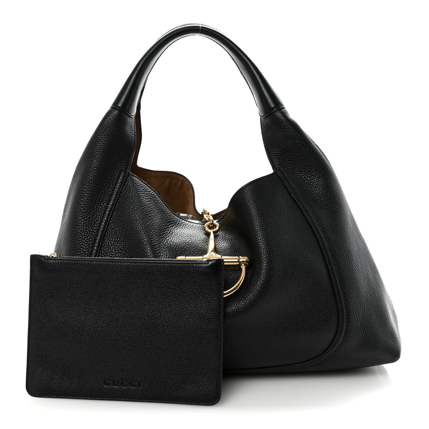 Gucci Grained Calfskin Softbit Maxi Shoulder Bag Black 3 of 10