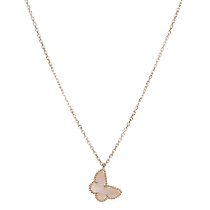 Van Cleef & Arpels 18K Yellow Gold Mother of Pearl Sweet Alhambra Butterfly Pendant Necklace 1 of 8