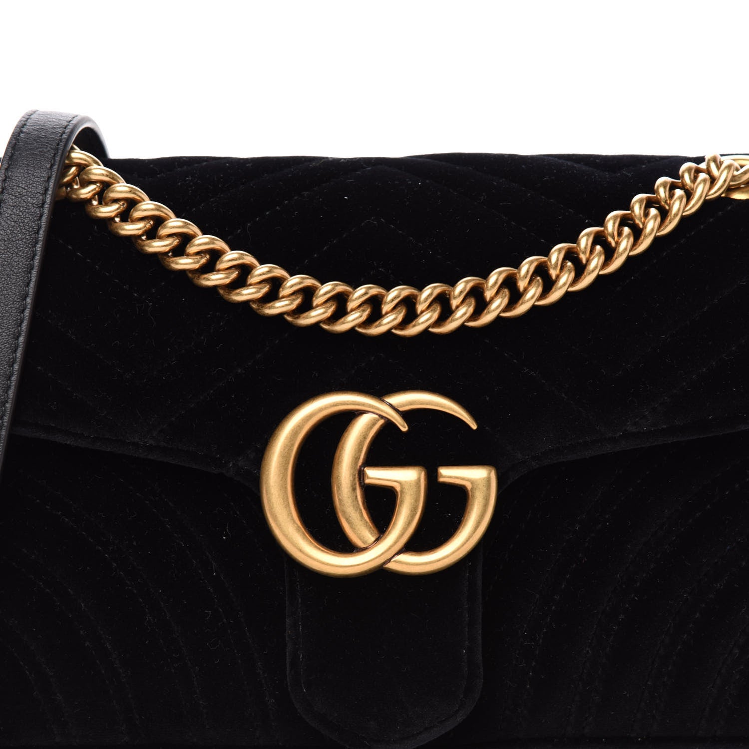 Gucci Velvet Matelasse Small GG Marmont Shoulder Bag Black 11 of 11