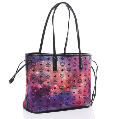 MCM Metallic Visetos Medium Reversible Shopper Tote Silver Black 5 of 12